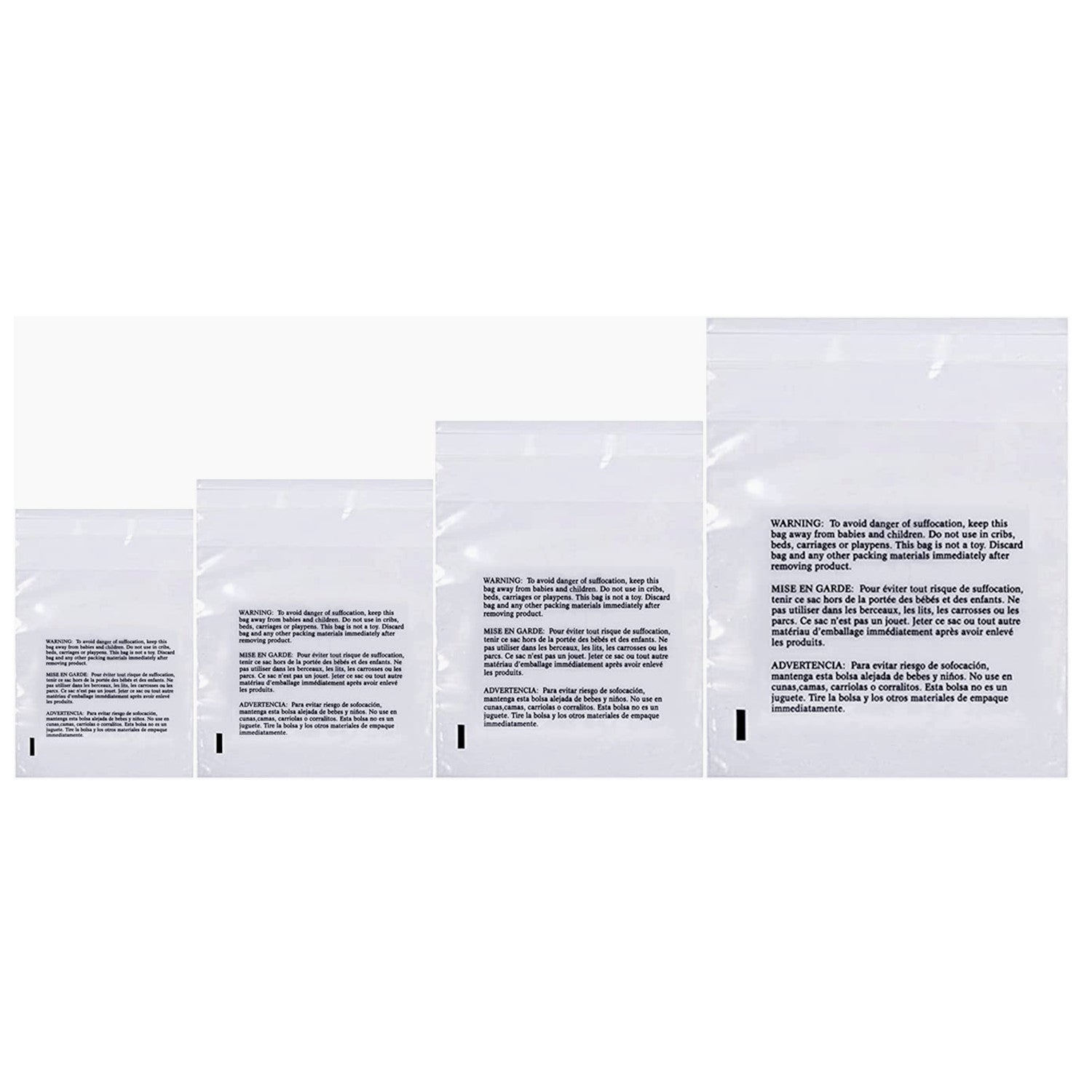 100 18 x 30 1.5 Mil Self Seal Suffocation Warning Poly Bags