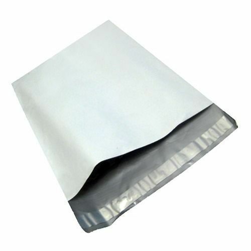 Opened white poly mailer bag