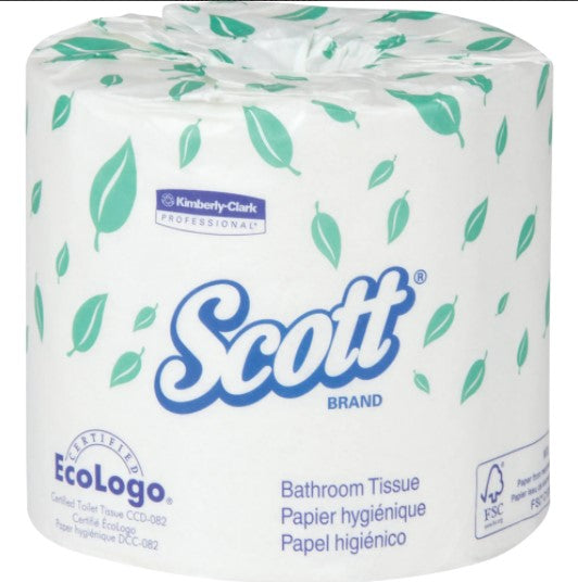 Scott® Bathroom Tissue, 2 Ply, 550 Sheets/Roll, White- Box of 40
