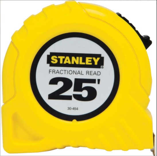 Fractional Read Tape Measure, 1" x 25', Imperial Graduations
